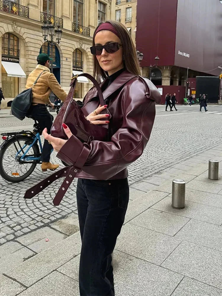 Indy - Burgundy Leather Jacket