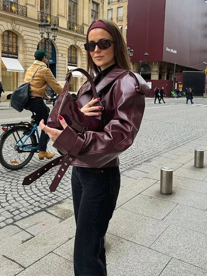 Indy - Burgundy Leather Jacket 