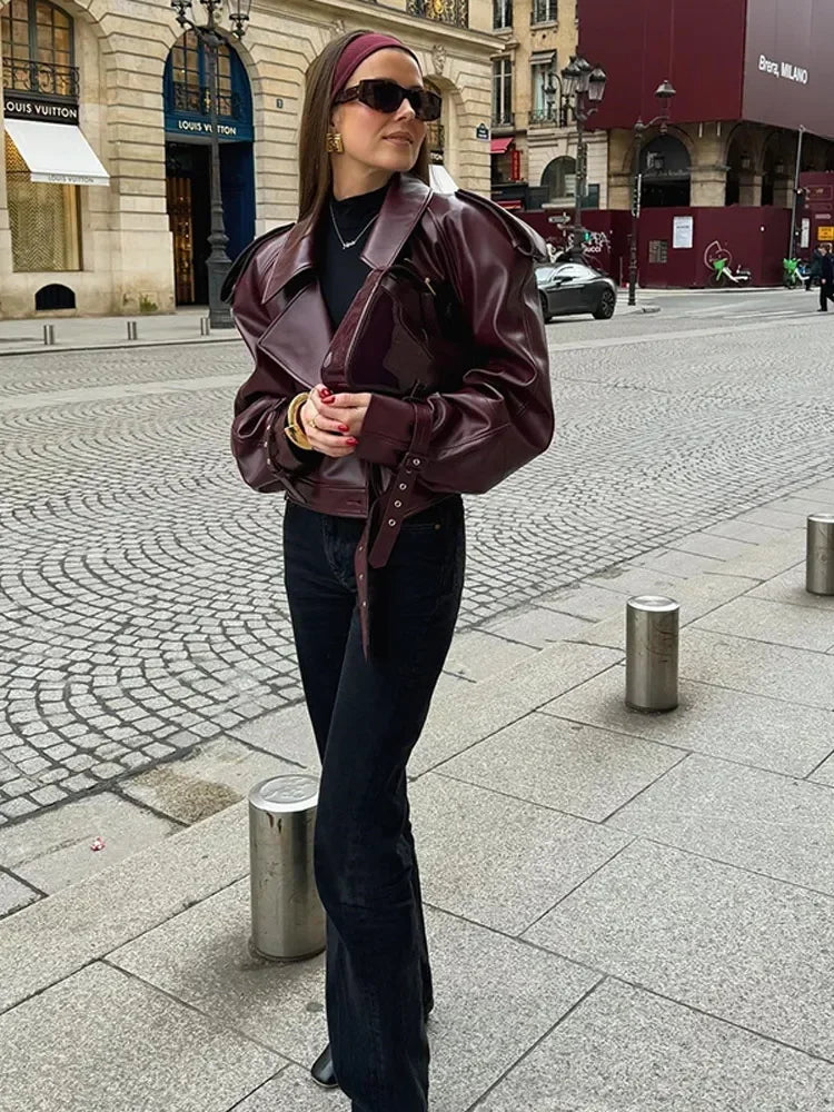 Indy - Burgundy Leather Jacket 