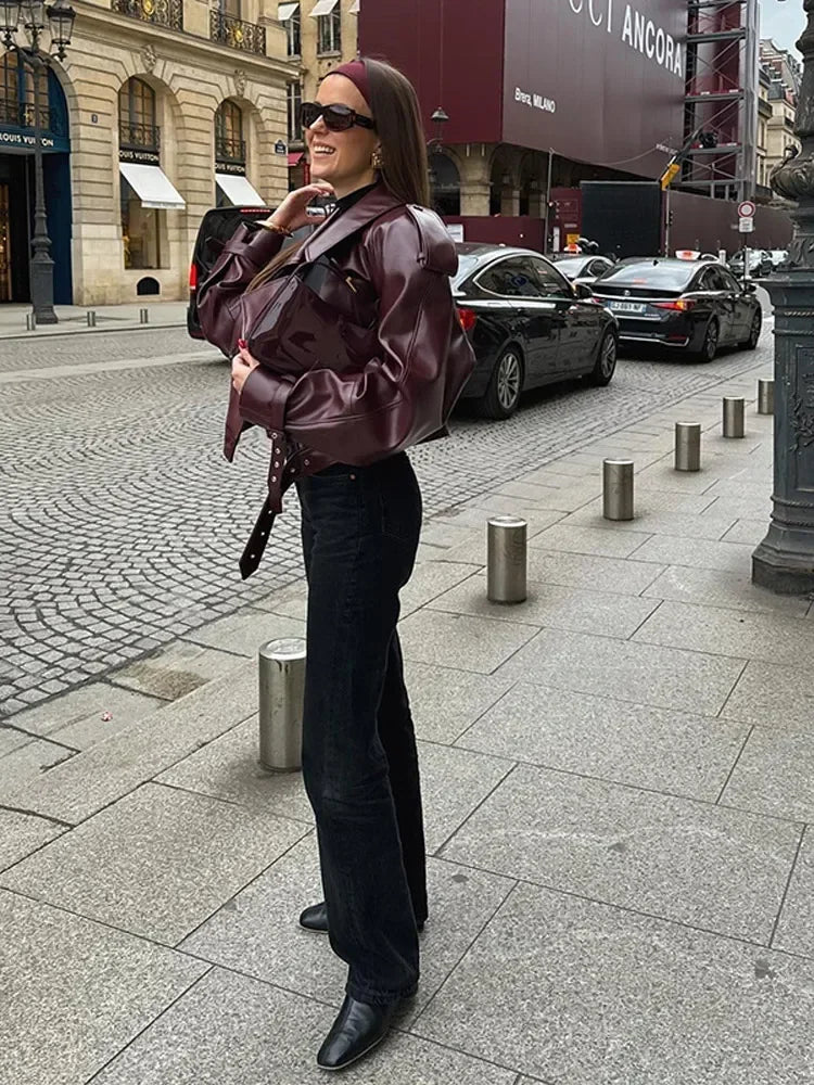 Indy - Burgundy Leather Jacket 
