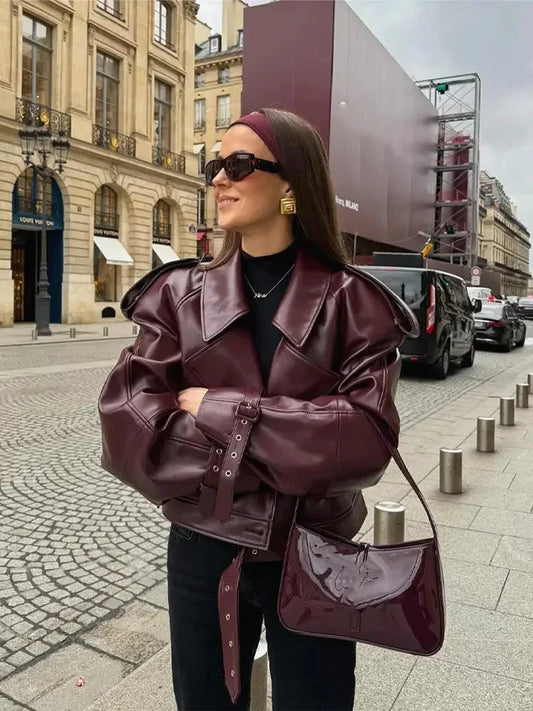Indy - Burgundy Leather Jacket 