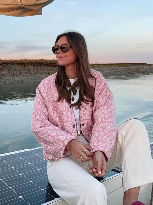 Nina - Oversized Pink Floral Jacket