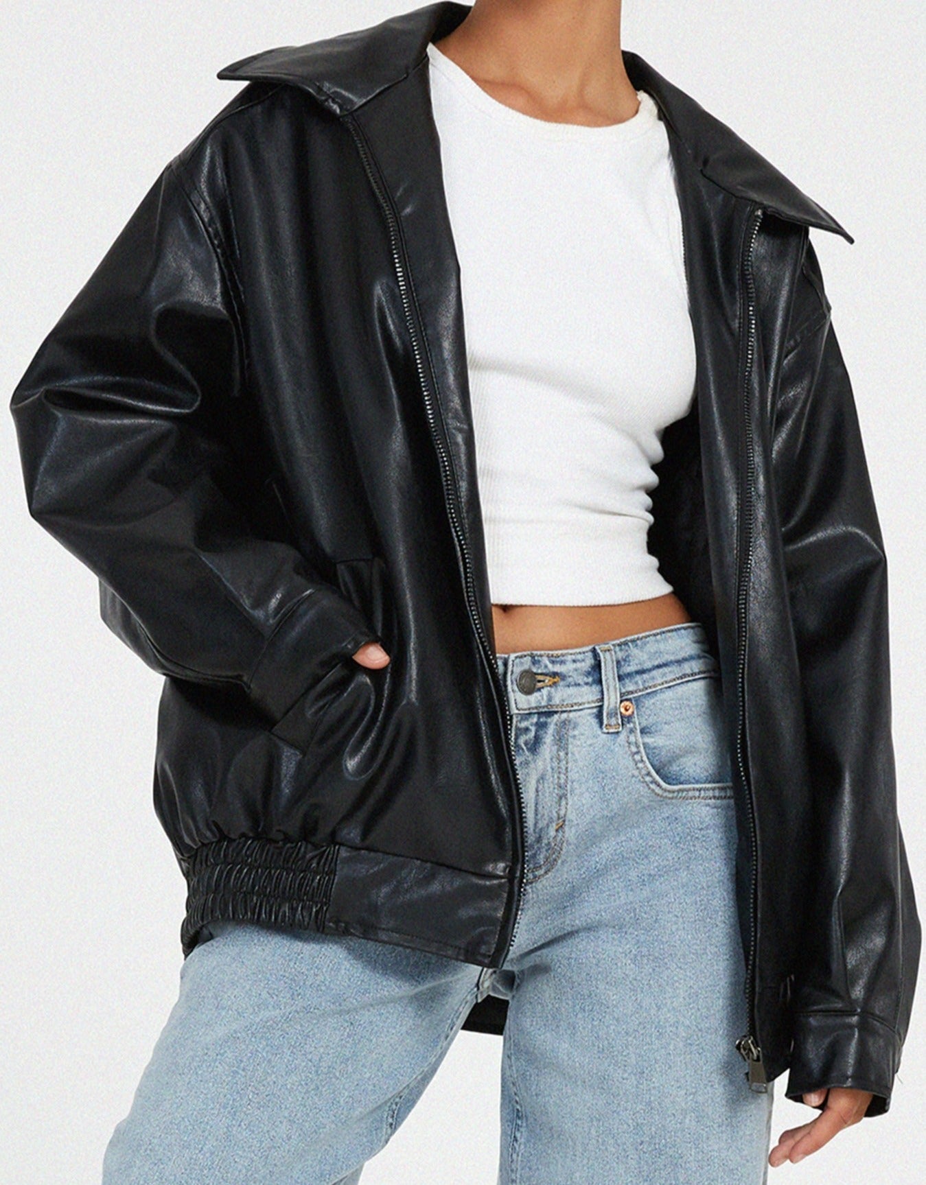 Stacey - Oversized Leather Jacket
