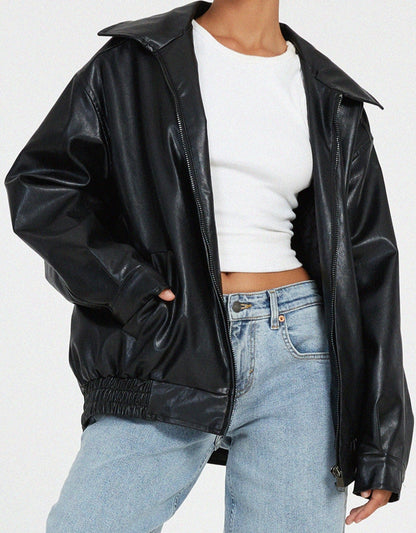 Stacey - Oversized Leather Jacket