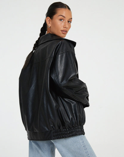Stacey - Oversized Leather Jacket