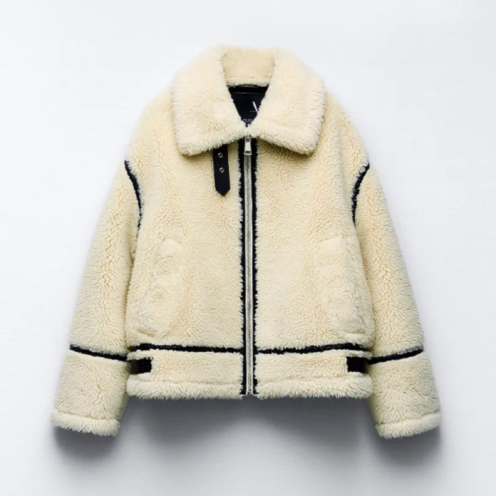 Nina - Oversized Teddy Jacket Detailed