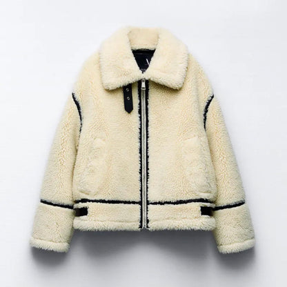 Nina - Oversized Teddy Jacket Detailed