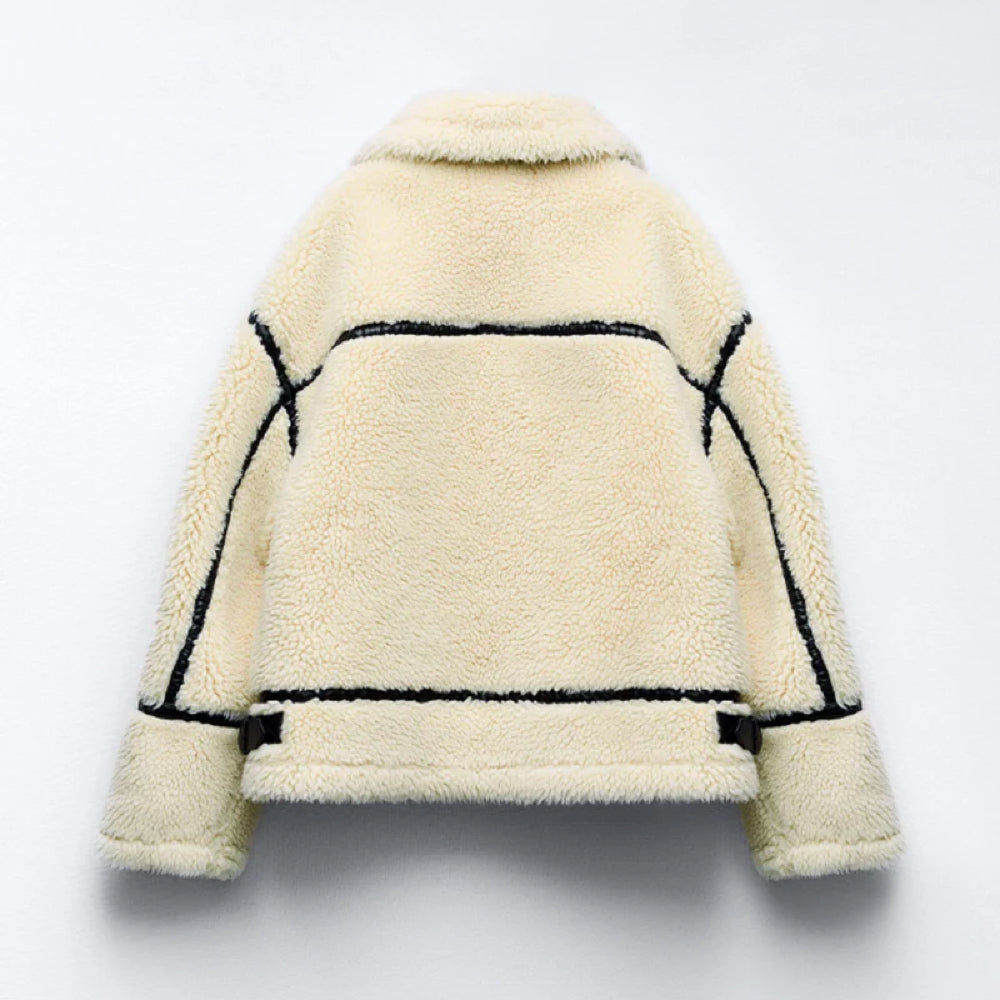 Nina - Oversized Teddy Jacket Detailed