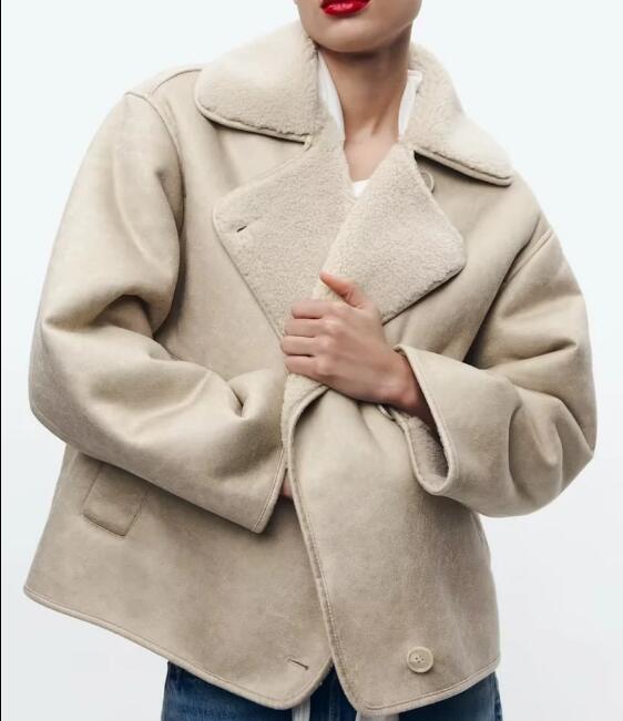 Tina - Oversized Leather Teddy Jacket