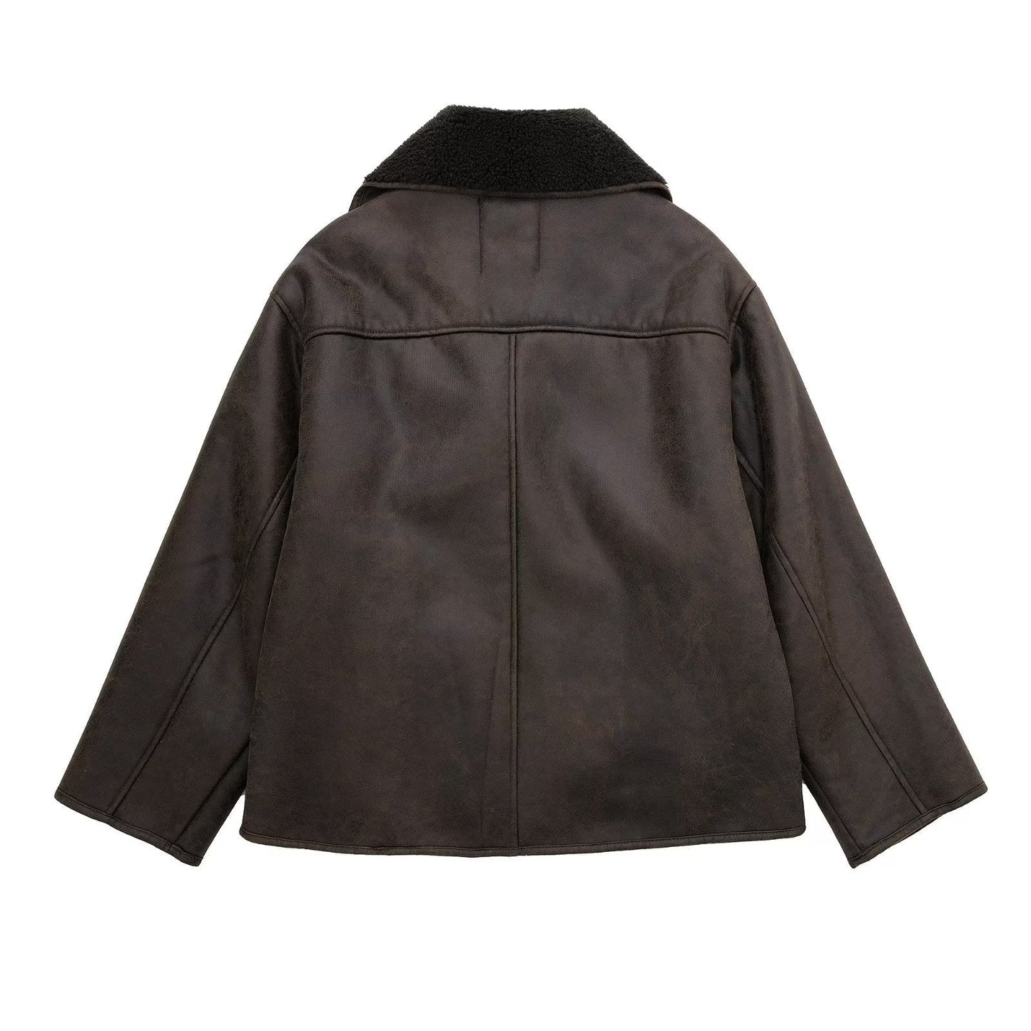 Tina - Oversized Leather Teddy Jacket